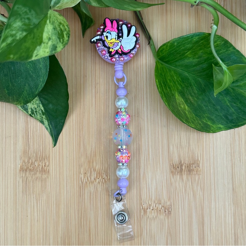 ✨ Disney-Inspired Bling & Silicone Beaded Retractable ID Badge Holder 🏰